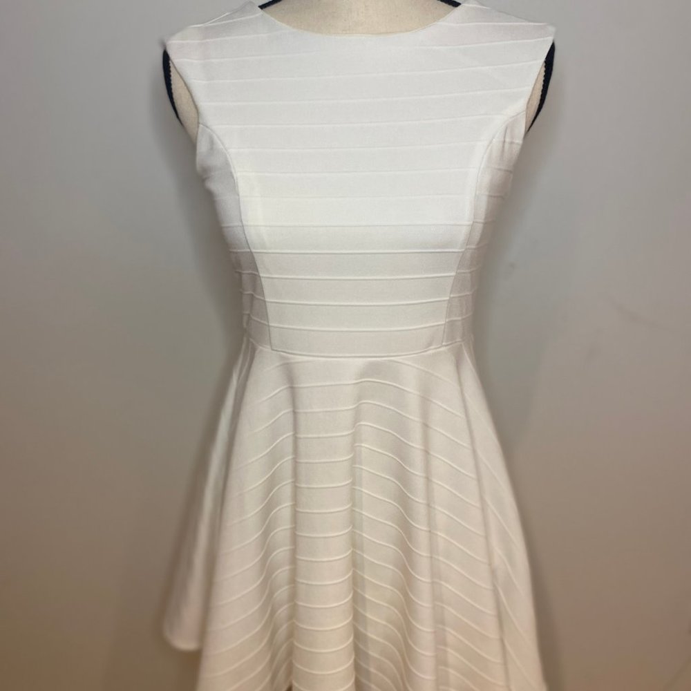 White formal dress with stripe design+low back s11
